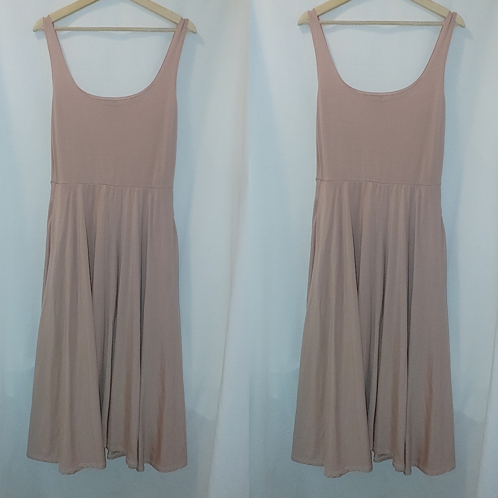 Reformation Rou Fit Flare Midi Tank Dress Blush